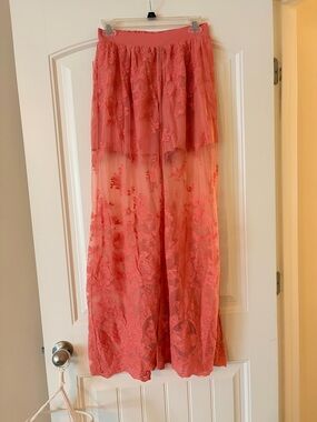 Sheer Coral Lace Pants
